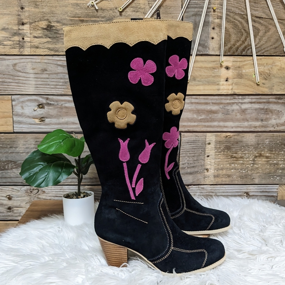 Who's That Girl Tall Cut Out Suede Boots